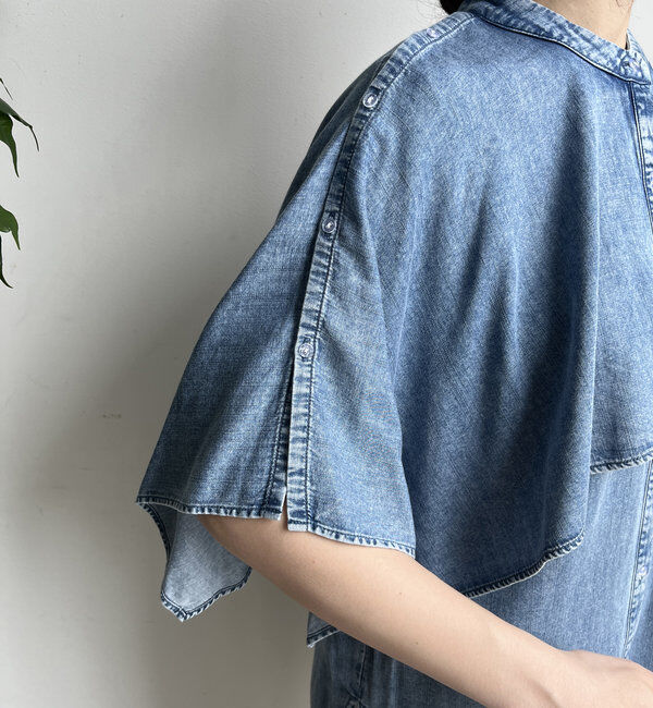  「【WEB限定】コットンレーヨンフリルデニムシャツ」|シャツ・ブラウス|