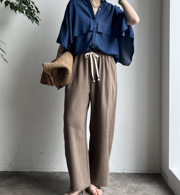  「【WEB限定】コットンレーヨンフリルデニムシャツ」|シャツ・ブラウス|