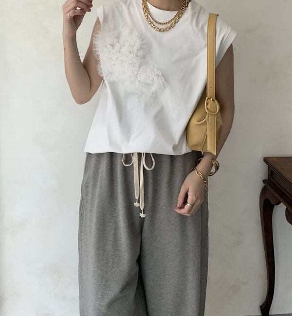  「3DチュールモチーフTEE」|Tシャツ・カットソー|ホワイト