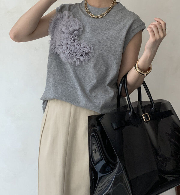  「3DチュールモチーフTEE」|Tシャツ・カットソー|