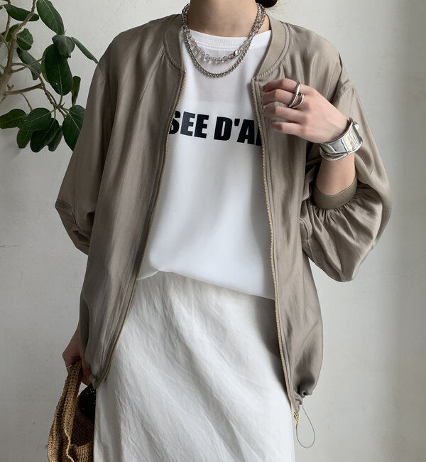  「シアー裾ドロストブルゾン」|ブルゾン・スタジャン|ベージュ