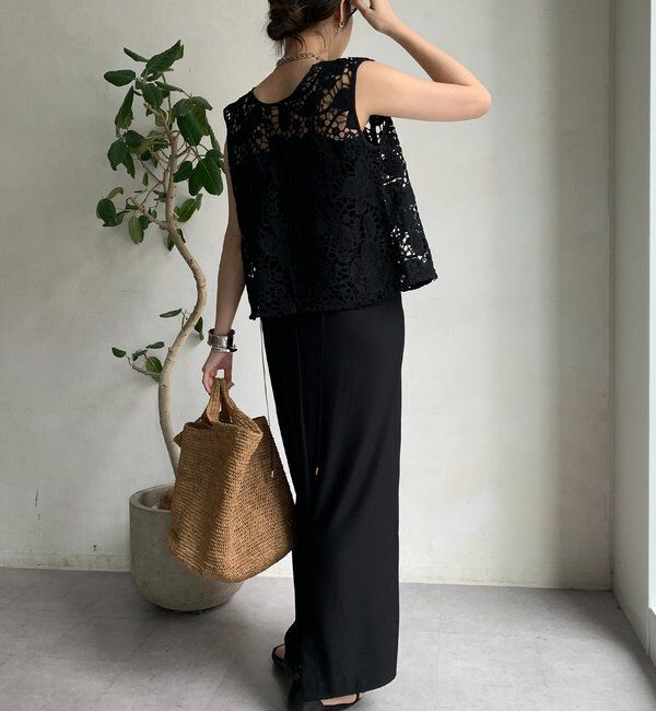  「【WEB限定】 ボタニカルレースノースリブラウス」|シャツ・ブラウス|