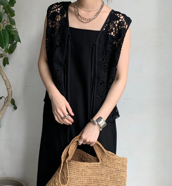  「【WEB限定】 ボタニカルレースノースリブラウス」|シャツ・ブラウス|