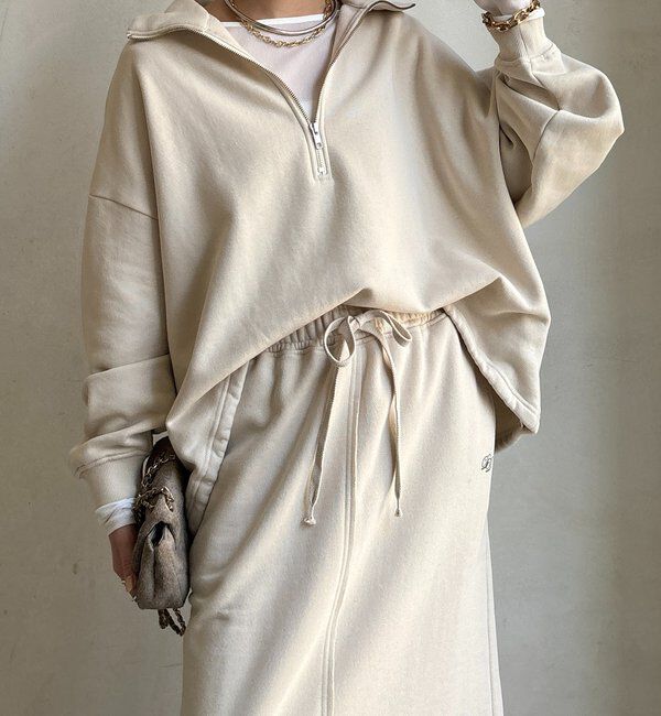  「裏起毛ドロストハーフジッププルオーバー」|Tシャツ・カットソー|アイボリー