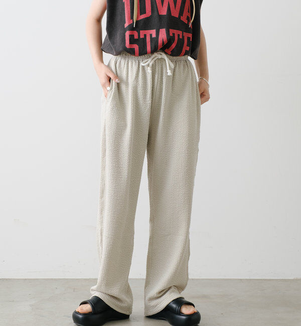  「【WHIMSIC/SETUP対応】ストレッチシアサッカーイージーパンツ」|チノ|