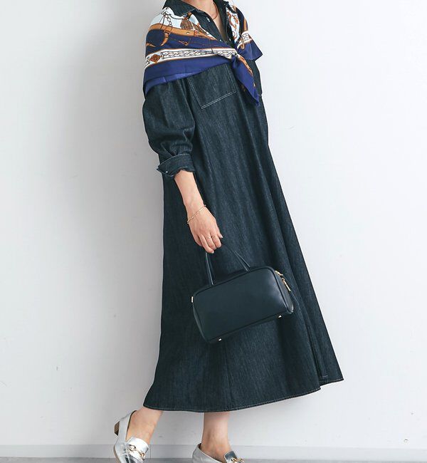  「《着るだけで大人カジュアル》デニムシャツワンピース」|その他|ブラック