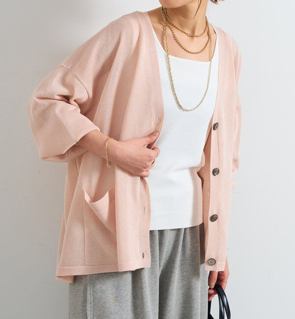  「《UVカット・接触冷感》多機能アウトポケットカーディガン」|ニット・セーター|ピンク