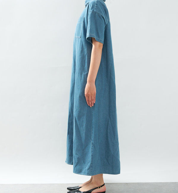  「《2サイズ・大人カジュアルなムードに》半袖デニムシャツワンピース」|その他|