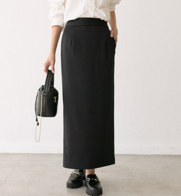  「【ストレッチ◎】ドットIラインタイトスカート」|スカート|ブラック