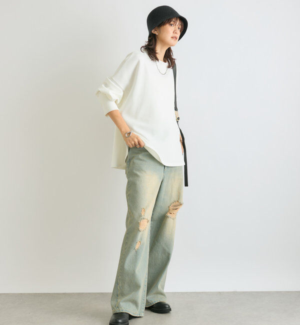  「【MONN.:.(モン)】ハイライズダメージDENIM」|デニム|