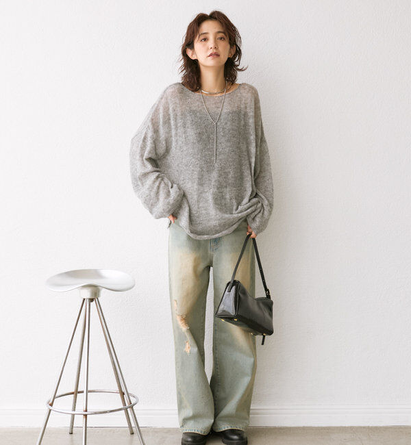  「【MONN.:.(モン)】ハイライズダメージDENIM」|デニム|