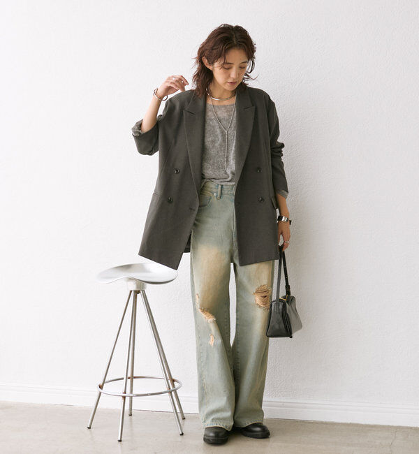  「【MONN.:.(モン)】ハイライズダメージDENIM」|デニム|