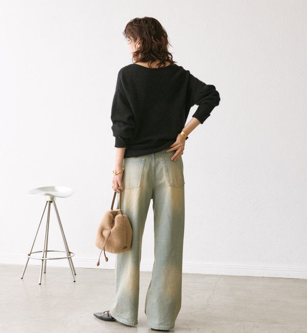  「【MONN.:.(モン)】ハイライズダメージDENIM」|デニム|