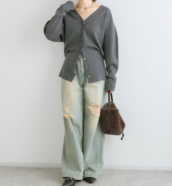  「【MONN.:.(モン)】ハイライズダメージDENIM」|デニム|