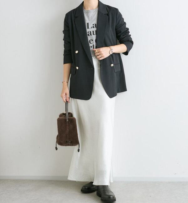  「【華やかな光沢感】ワッシャーサテンバイアススカート」|スカート|