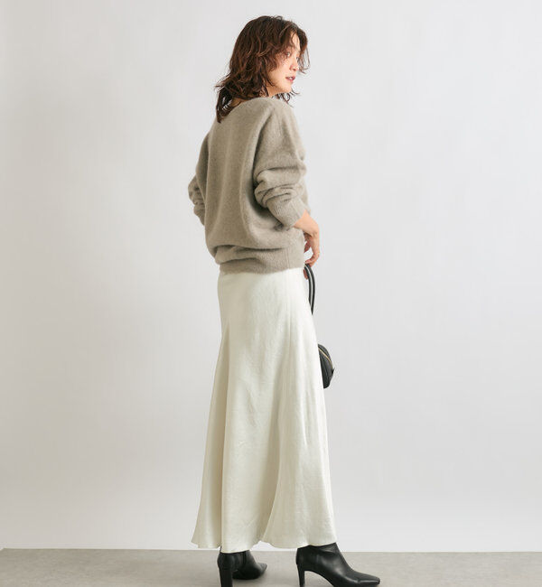  「【華やかな光沢感】ワッシャーサテンバイアススカート」|スカート|