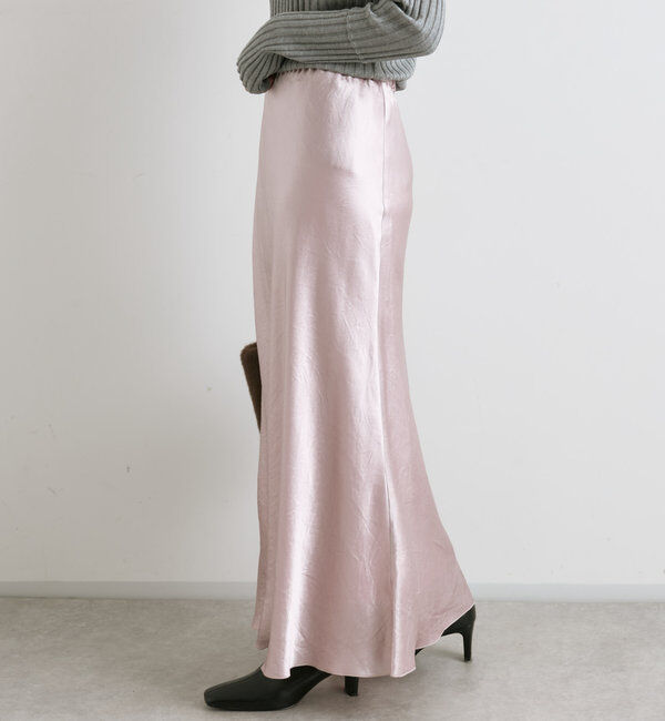  「【華やかな光沢感】ワッシャーサテンバイアススカート」|スカート|