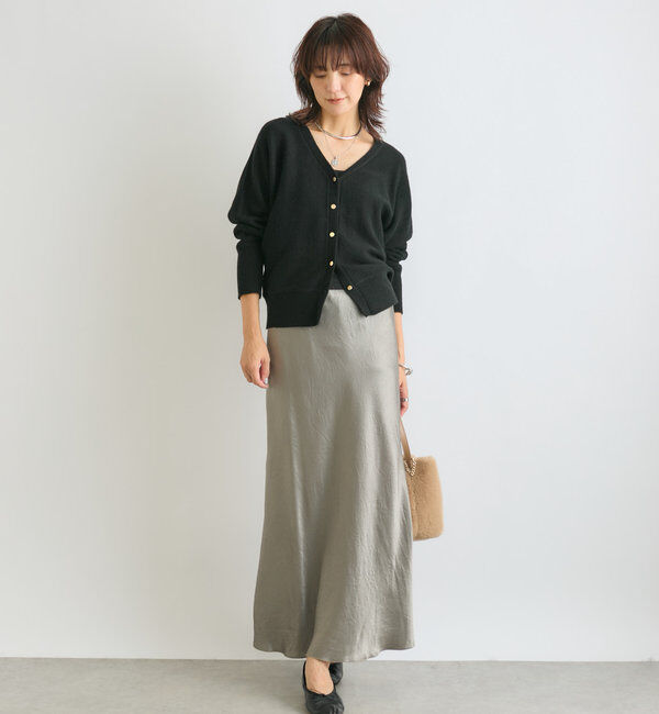  「【華やかな光沢感】ワッシャーサテンバイアススカート」|スカート|