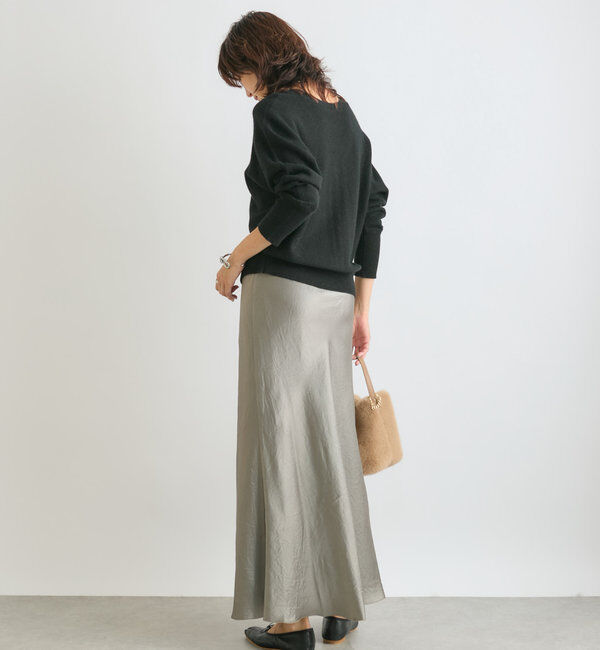  「【華やかな光沢感】ワッシャーサテンバイアススカート」|スカート|