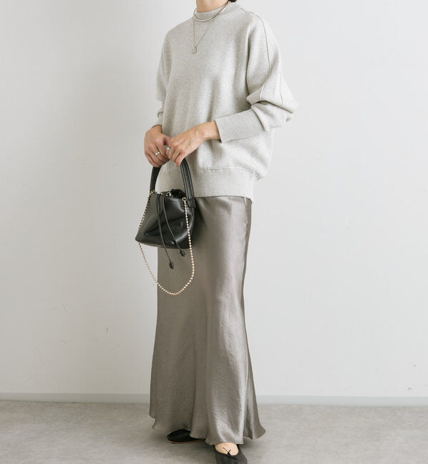  「【華やかな光沢感】ワッシャーサテンバイアススカート」|スカート|