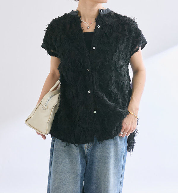  「【着映え◎】カットジャガードフレンチシャツ」|シャツ・ブラウス|