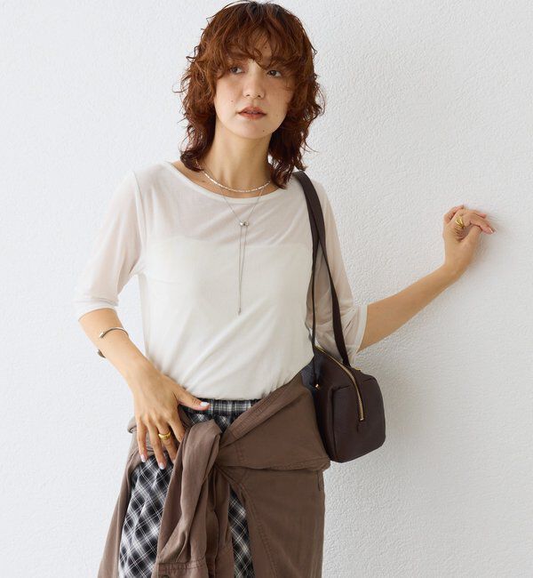  「【こなれ感抜群】シアーベロア5分袖Tee」|Tシャツ・カットソー|