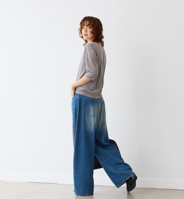  「【こなれ感抜群】シアーベロア5分袖Tee」|Tシャツ・カットソー|