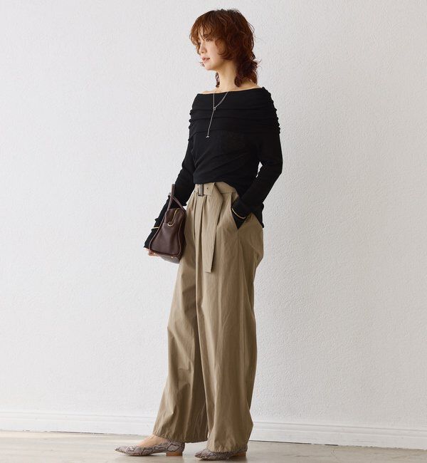  「【女性らしい抜け感】シアーテレコオフショルカットソー」|Tシャツ・カットソー|