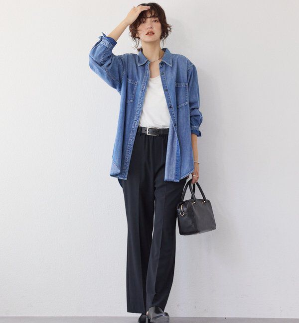  「予約【RIMH（リムエイチ）】ショルダーパッドロングシャツ」|シャツ・ブラウス|