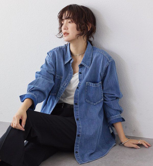  「予約【RIMH（リムエイチ）】ショルダーパッドロングシャツ」|シャツ・ブラウス|