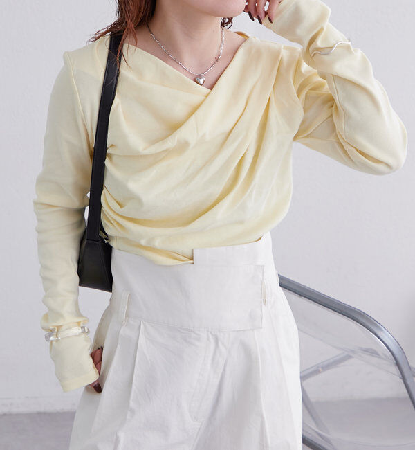  「【大人気シリーズ/8色展開】オフショルロングTシャツ※EC限定カラーあり」|Tシャツ・カットソー|イエロー