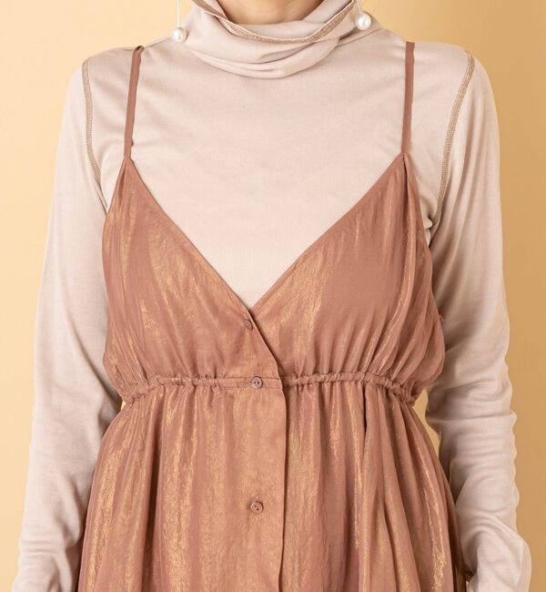  「箔プリントフレアキャミワンピース」|ワンピース|