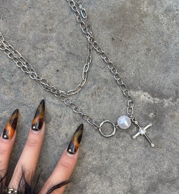  「2連チェーンクロスネックレス」|ネックレス|