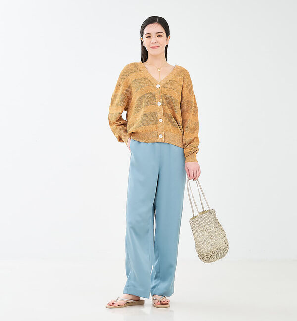 collex「レーシーボーダーVネックカーディガン」|カーディガン|