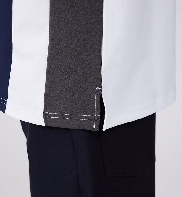 ABAHOUSE「【梨地】ストライプ切替 長袖Tシャツ / スウェット」|Tシャツ・カットソー|