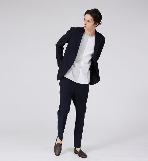 ABAHOUSE「【梨地】ストライプ切替 長袖Tシャツ / スウェット」|Tシャツ・カットソー|