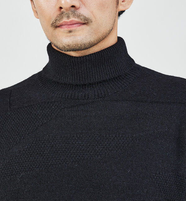 ABAHOUSE「【スポンジタッチ】シャドーカモフラ タートルネック ニット」|ニット・セーター|