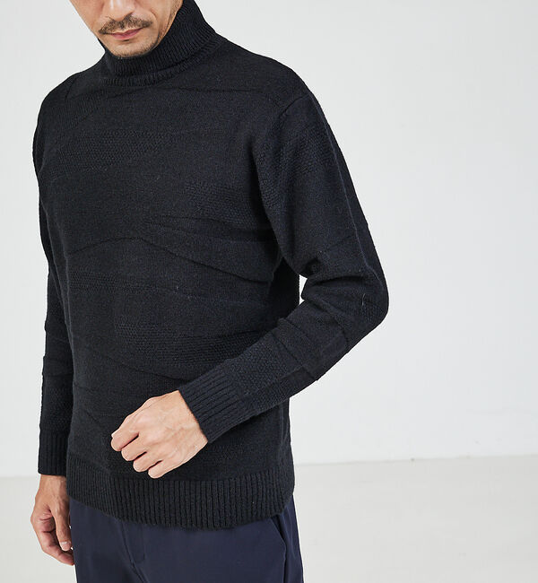 ABAHOUSE「【スポンジタッチ】シャドーカモフラ タートルネック ニット」|ニット・セーター|