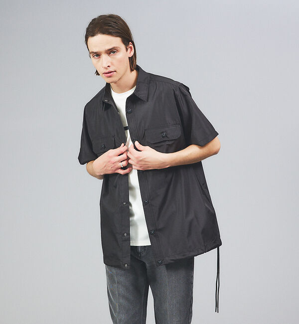 ABAHOUSE「【TAION / タイオン】MILITARY HALF SLEEVE SHIRT」|シャツ・ブラウス|ブラック