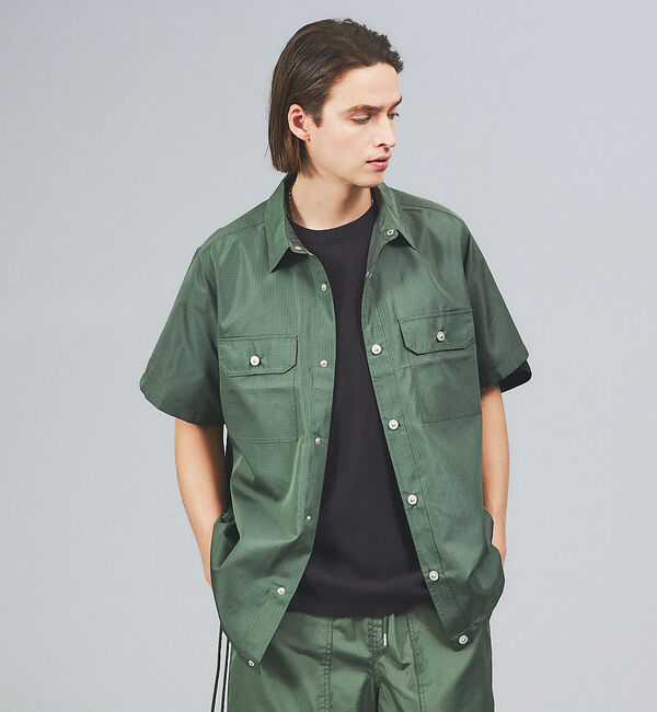 ABAHOUSE「【TAION / タイオン】MILITARY HALF SLEEVE SHIRT」|シャツ・ブラウス|カーキ