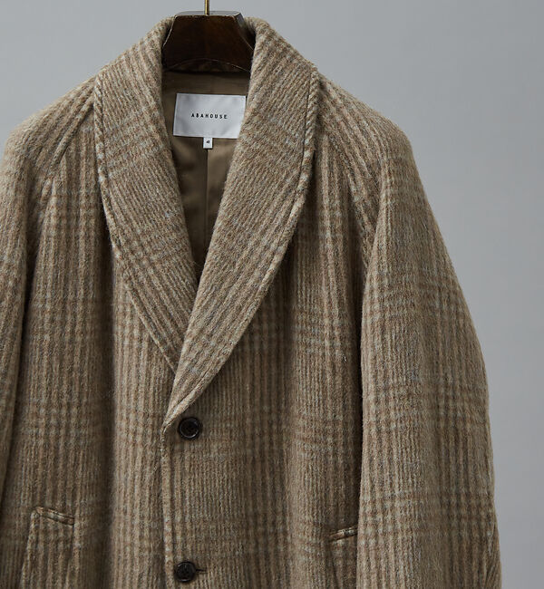 ABAHOUSE「【MANTECO】チェック柄 ウール ショールカラー ハーフコート / チェスタ」|その他|