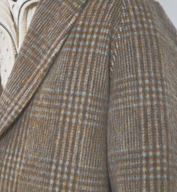 ABAHOUSE「【MANTECO】チェック柄 ウール ショールカラー ハーフコート / チェスタ」|その他|