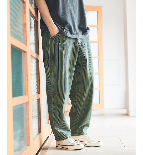 ABAHOUSE「【Lee/リー】DUNGAREES ワイドペインターパンツ/ユニセックス」|デニム|ダークグリーン