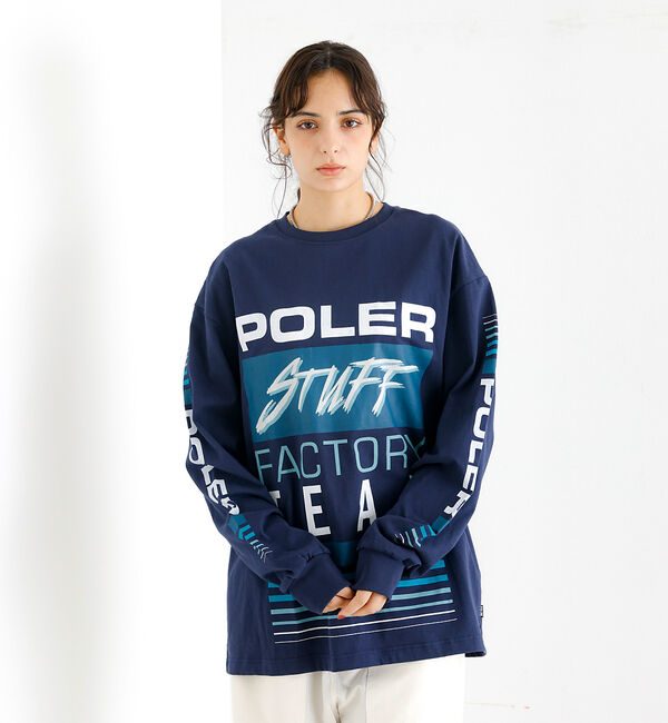 ABAHOUSE「【POLeR/ポーラー】TEAMS RELAX LOGO/ロングスリーブ/チーム」|Tシャツ・カットソー|ネイビー
