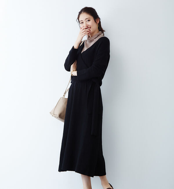 Rouge vif「カシュクールニットワンピ」|ワンピース|ブラック