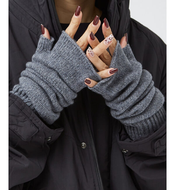 Rouge vif「【WILLIAM BRUNTON/ウィリアム ブラントン】カシミヤロングリストウ」|手袋|ライトグレー