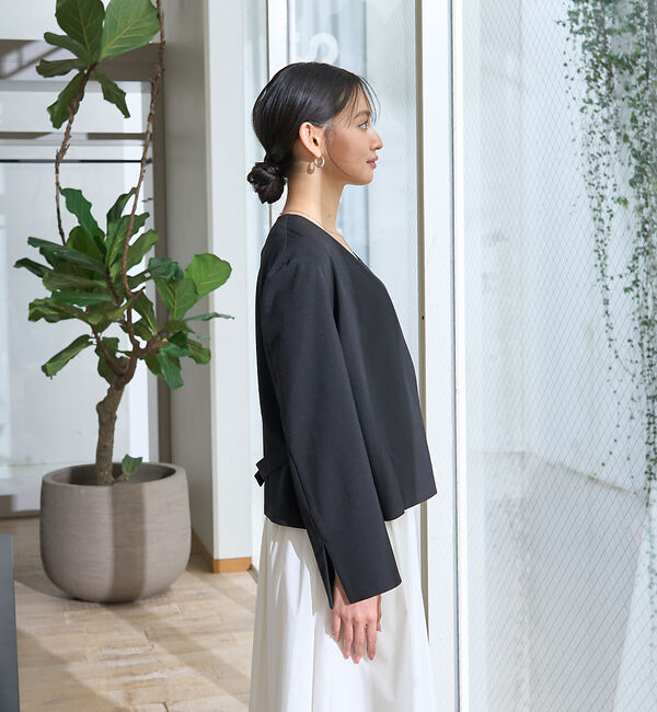 Rouge vif「【セットアップ対応】ベルトノーカラーライトジャケット」|ノーカラージャケット|