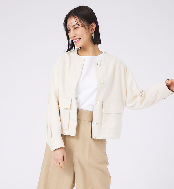 qualite「コットンヘンプフォルムブルゾン」|ブルゾン・スタジャン|アイボリー