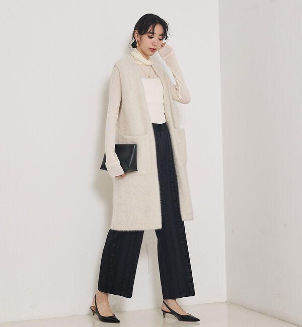 qualite「【大人気ジレが今季verに！】フォックスカシミアロングジレ」|ニット・セーター|