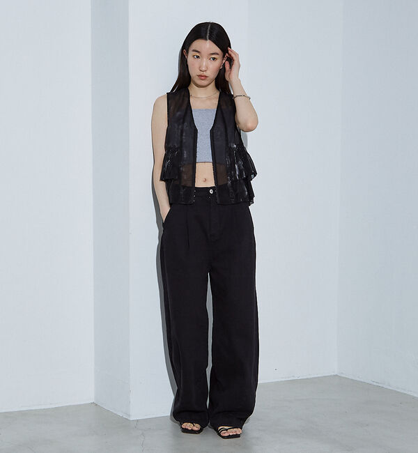 NOMINE「2WAY シャイン シアー フリルベスト」|ベスト・ジレ|